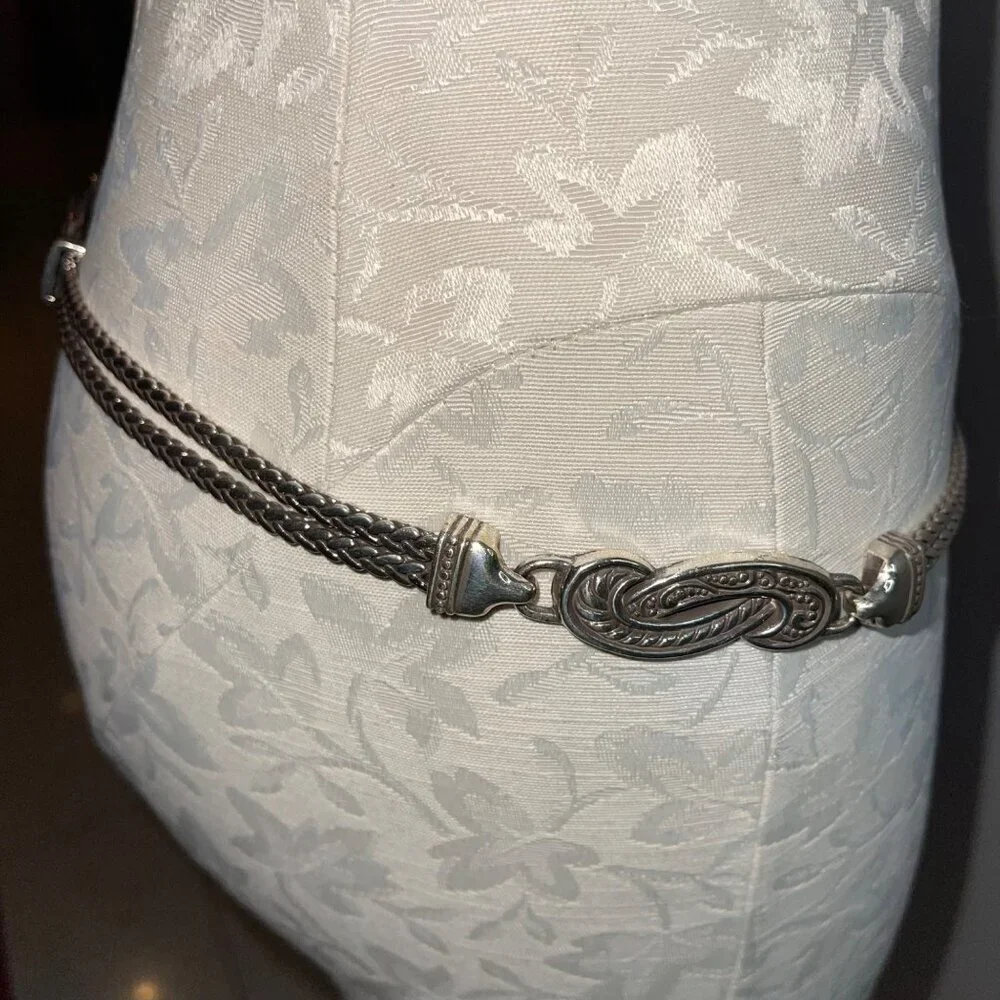 Brighton Vintage Womens Chain Belt Size M Silver Tone Heart Snake Adjustable